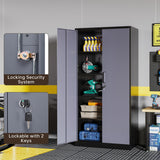 AFAIF Metal Storage Cabinet with Lock,71" Garage Cabinet with 2 Doors and 4 Adjustable Shelves, Steel Locking Cabinets Tall Tool Storage Cabinet, Lockable File Cabinet for Home Office, Pantry AFAIF