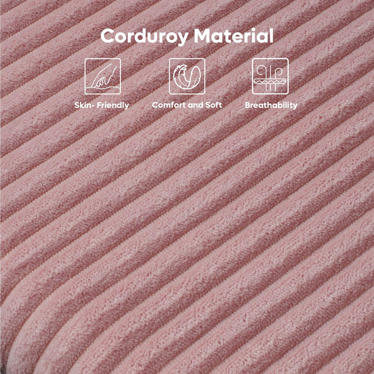 Bestier King Corduroy Upholstered Bed Frame with Adjustable Vertical Channel Headboard, LED Platform Bed with Storage Shelf, Solid Wood Leg & Slat Support, No Box Spring Needed, Never Squeaks, Pink Bestier