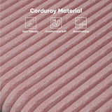 Bestier King Corduroy Upholstered Bed Frame with Adjustable Vertical Channel Headboard, LED Platform Bed with Storage Shelf, Solid Wood Leg & Slat Support, No Box Spring Needed, Never Squeaks, Pink Bestier