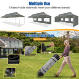 HOTEEL 10x30 Pop up Canopy Tent for Parties, Heavy Duty Easy Setup Tent with 5 Sidewalls, Outdoor Commercial Instant Gazebo for Wedding Event, with Roller Bag & Sand Bags, Grey(Hexagonal Frame) Hoteel