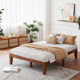 Giantex 14-Inch Walnut Solid Wood Platform Bed Frame - Minimalist Design, No Box Spring Required Giantex