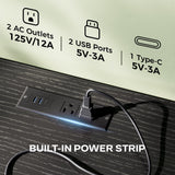 Huuger 47 Inch TV Stand Dresser with Power Outlets and LED Lights, 4 Drawers Entertainment Center with Open Shelf, Media Console for 55 50 Inch TV, Dresser with PU Finish, Black Huuger