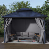 Aoodor 10' x 12' Gazebo Curtain Set Protecting Privacy Side Walls 4 Panels,Curtain Only (Grey) Aoodor