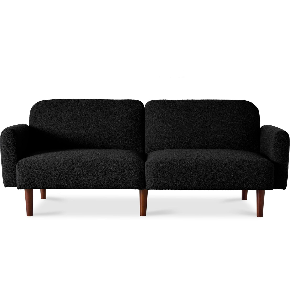 Best Choice Products 77" Mid Century Modern Boucle Loveseat Sofa, Couch, Convertible Sofa Sleeper Bed w/Real Wood, Removable Armrest - Midnight Black Best Choice Products