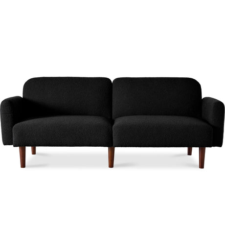 Best Choice Products 77" Mid Century Modern Boucle Loveseat Sofa, Couch, Convertible Sofa Sleeper Bed w/Real Wood, Removable Armrest - Midnight Black Best Choice Products