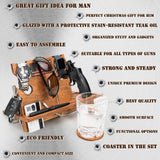 ROSTMARYGIFT Night stand - Gun tray organizer - Wood gun holder with watch charger - Ideal for police officers - Law enforcement gifts for him - Father's day gift ROSTMARYGIFT
