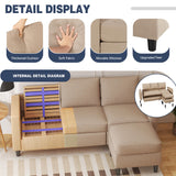 Shintenchi Small Sectional Sofa Couch,3 Seat L Shape Sofas with Ottoman,Upholstered Fabric Convertible Sofa Couches,Small Couches for Apartments, Living Room and Office (Beige) Shintenchi