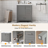 Mirightone 30" Bathroom Vanity with Sink, Bathroom Vanities 30 Inch with Sink, 30" Vanity with Sink for Bathroom, Soft Close Door, 3 Soft Close Drawers and Removable Tray (Grey) Mirightone
