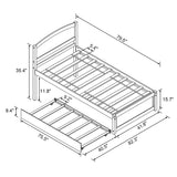 Xilingol Trundle Bed Twin, Solid Wood Bed Frames with Headboard and Wooden Slats Support, Twin Trundle Bed Frame Roll Out, Single Box (No Box Spring Needed), White Xilingol