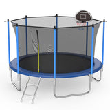 Tranpoline 8FT 10FT 12FT 14FT 16T Tranpoline for Adults/Kids with Safety Enclosure -Recreational Tranpolines with Ladder and Basketball Hoop-Outdoor Tranpoline for Kids,Capacity 300-1000lbs SENCHO GINSYTALIOR