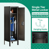 Letaya Metal Locker with Lock,55" Storage Cabinet Steel Retro Wardrobe with Lockable Doors for Home Office Employees School Dormitory Gym (1 Door) Letaya