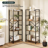 GRUSIGN Triple 4 Tier Book Shelf, Modern Bookcase Shelf, Freestanding Large Display Shelves for Living Room/Office/Garage, Stable Large Bookshelf with Storage for Books/Lego/Plants, Rustic Brown GRUSIGN