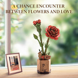 ROBOTIME 3D Puzzles Wooden Artifical Flower Red Carnation DIY Model Building Kit to Build for Adults Bouquet Botanical Collection Craft Brain Teaser Puzzle Creative Gift Home Decor ROBOTIME