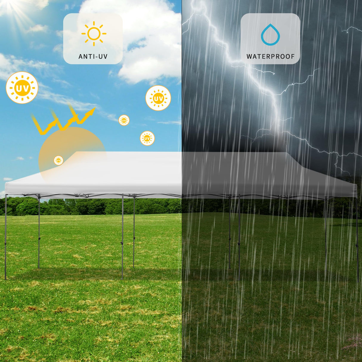 EROMMY 10' x 30' Pop Up Canopy Tent, Commercial Instant Canopy Heavy Duty with Roller Bag, 8 Sand Bags, 8 Wind Ropes & Ground Nails, Outdoor Canopies for Party Festival Event Wedding Camping EROMMY