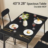 VECELO Dining Table Set for 4, 5 Piece Dinette with Chairs for Kitchen, Breakfast Nook and Small Space, Black VECELO