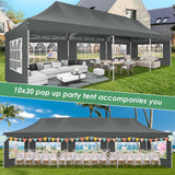 COBIZI Canopy Tent 10x30 Pop Up Canopy with 8 Removable Sidewalls Party Tents for Parties Wedding Patio Commercial Waterproof and UV50+ Ez Outdoor Instant Gazebo with Roller Bag & 4 Sandbags(Grey COBIZI