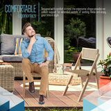 ISL Furnishings Ibiza Rattan Chair, Natural, Set of 2 – Modern Folding Rattan Chairs for Outdoor Dining, Patio, Accent Chair for Living Room and Office, Foldable Space-Saver Design ISL Furnishings