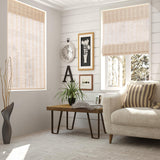 Artdix Bamboo Roman Shades, Natural Reef Cordless Custom Blackout Woven Wood Shades, Edge Binding Bamboo Window Shades for Indoor Windows Artdix