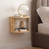 WERMO 16'' Floating Nightstand Shelf with a Sliding Door and Storage - Floating Bedside Shelf Wall Mount, Wall Mounted Wood Nightstand, Mid Century Modern Side Table (Oak) WERMO