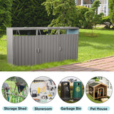 Outdoor Trash Can Storage,Metal Storage Shed,Outdoor Storage Shed for Garbage Cans, Garden Accessories, Backyard, and Patio Use, Lockable, Light Grey Zjjseloru