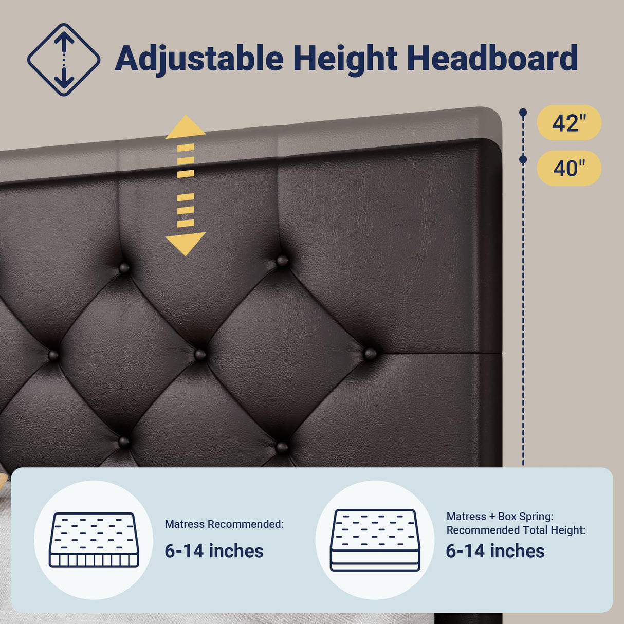 Allewie Upholstered King Size Platform Bed Frame with 4 Storage Drawers and Headboard, Diamond Stitched Button Tufted, Mattress Foundation with Wooden Slats Support, Black Brown Allewie