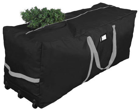 Primode Christmas Tree Storage Bag, Fits Up to 9 foot Tall Xmas Holiday Trees 28" X 16" X 60" Extra Large Heavy Duty Xmas Box Container with Wheels (Black) Primode