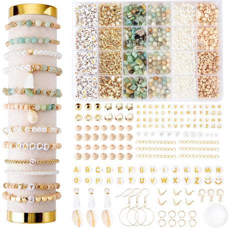 Xylise Jewelry Making Supplies Kit Natural Stone Beads for Irregular Natural Stone with for DIY Craft Bracelet Necklace Earrings for Adults (Amazonian) Xylise