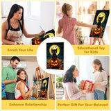 Bowetile Halloween Framed Paint by Numbers for Adults Beginners, Easy Adults' Paint-by-Number Black Cat Kits on Canvas, Acrylic Number Painting Crafts Kits Halloween Gifts for Home Decor, 8x12in Bowetile