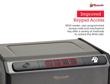Hornady Rapid Safe Keypad Vault with RFID Touch Free Entry, 97436 - Tamper Proof Gun Safe Perfect for Storing Handguns, Gun Accessories, & Valuables - Three Entry Methods with 2 Included RFID Tags Hornady