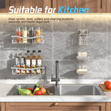 Youvip Adhesive Shower Caddy, No Drilling Bath Organizers 5 Pack, Rustproof Shelves with Soap Holder & Toothbrush Holder, Bathroom Organizers and Storage, Silver Youvip