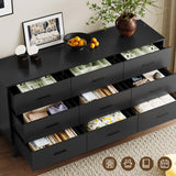 BORNOON Dresser for Bedroom with 9-Drawer, 59" Wide Modern Chest of Drawers with Metal Handles, X-Shape Base & Adjustable Center Leg, Anti-Tip Closet Organizers and Storage BORNOON