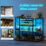 Furmax Wine Bar Cabinet for Liquor Bar Table Bar Cabinet with Lights and Outlet 4-Tier Storage Freestanding Wine Racks with Glass Holder Mini Bars for Home, Bar Furmax