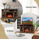 COSTWAY Electric Fireplace TV Stand for TVs Up to 65 Inches, 1400W Heater Insert with Remote Control, 6H Timer, 3-Level Flame, Overheat Protection and CSA Certification, Adjustable Shelves, Brown COSTWAY
