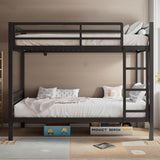 nesture. Bunk Bed Twin Over Twin, Heavy Duty Metal Bunkbeds with Full-Length Guardrail, Space-Saving Steel Bed for Kids & Adults, No Box Spring Required, Black nesture.