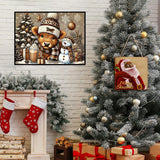 Christmas Diamond Art Kits for Adults - Highland Cow Diamond Painting Kits for Adults, 5D Round Full Drill DIY Winter Gem Art Paint by Diamonds 16x12 inch Axquilon