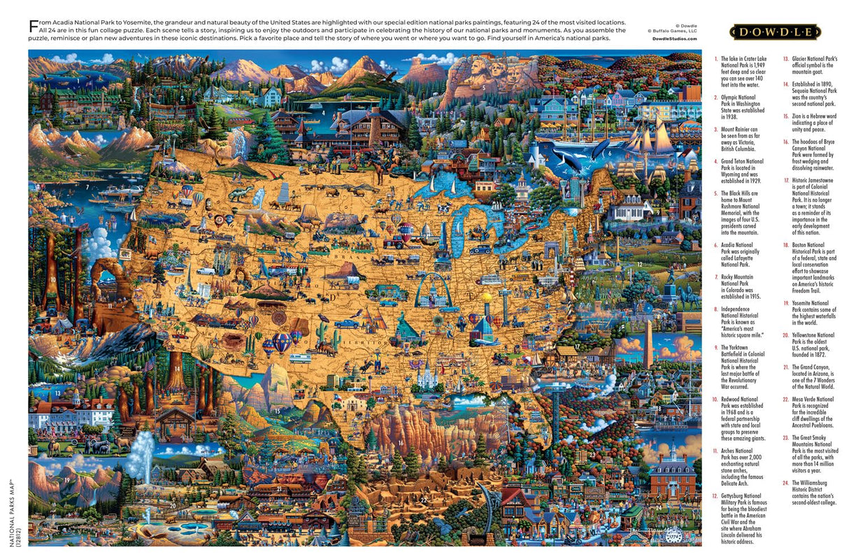 Buffalo Games - Dowdle - National Parks Map - 1000 Piece Jigsaw Puzzle for Adults -Challenging Puzzle Perfect for Game Nights - Finished Size is 26.75 x 19.75 Buffalo Games