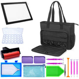 TORIBIO Carrying Bag for Diamond Painting A4 LED Light Pad, Diamond Painting Tools Storage Bag, Embroidery Protective Case for Embroidery Floss and Supplies, 15.4"x12.2"x4.7", Black,Bag Only TORIBIO