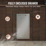 VEVOR Pull Out Trash Drawer 13.4"W x 25.7"H x 19.6"D Lower Sliding Rails Stainless Steel Roll Out Trash Bin Pull Out Tray Outdoor Kitchen Trash Drawer with Handle for BBQ Island Grill Station VEVOR