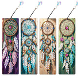 4 Pack Diamond Painting Bookmark Kits Theme of Dreamcatcher, Special Shaped Diamond Art Bookmarks with Pendant, DIY Handmade Crafts Home Office Supplies Reading Bookmark, Perfect Gift for Book Lovers Focart