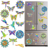 16 Pcs Summer Diamond Art Painting Magnets Butterfly Mandala Refrigerator Magnets Sticker Dragonfly Hummingbird Diamond Art Kits for Adults Summer Gift Fridge Copkim
