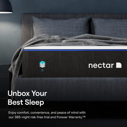 Nectar Full Mattress 12 Inch - Medium Firm Gel Memory Foam - Cooling Comfort Technology - 365-Night Trial - Forever Warranty, White