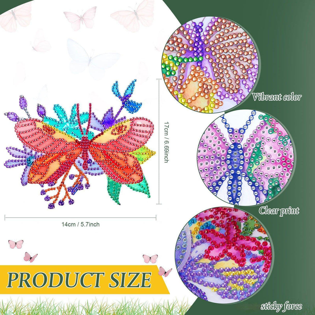 Qilery 12 Pcs Large Butterfly Diamond Painting Giant Butterfly Stained Glass Window Clings Painting Kits Stained Glass Diamond Painting Kit DIY Art Accessories for Adult Home Decor Qilery