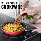 Zulay Kitchen Premium Slotted Spatula - Durable Teak Wooden Spatula For Cooking, Flat Wooden Spatula For Kitchen Use, Smooth Finish Natural Teak Spatula, Non-Stick Wooden Spatula Zulay Kitchen