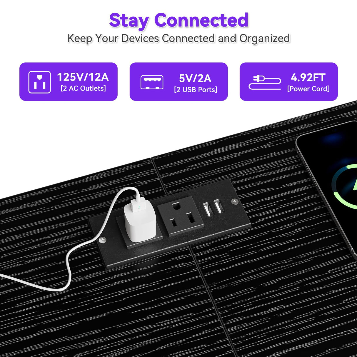 63.3 Inch Black Dresser for Bedroom, 10 Drawer Dresser TV Stand for 65 70 75 Inch TV, Fabric Chest of Drawers with LED Lights & Power Outlets, Long Entertainment Center for Closet, Living Room, Entryw GarveeHome