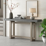 Merax Wood Entryway Console Table, Modern Line Frame with Industrial Concrete Top, for Living Room/Hallway/Foyer, Grey Merax