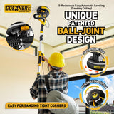 Drywall Sander, Electric Drywall Sander with Vacuum, 7 Variable Speed, 900-1800RPM, Labor-Saving Handle and Patented Fixture for Ceiling Sanding, LED Light, 14ft Dust Hose,26ft Power Cable,Storage Bag Kitvance