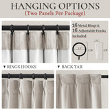 QJmydeco Primitive Curtain 108 Inch Long 2 Panels Burg,Pinch Pleated Cream Linen Blended 9 ft Floor Length to Ceiling Traverse Curtains for Living Room Extra Wide Blackout Drapes Sun Blocking Window QJmydeco