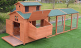 Omitree 10' ft Wood Chicken Coop Backyard Hen Run House Chicken 6 Nesting Box & Run Omitree