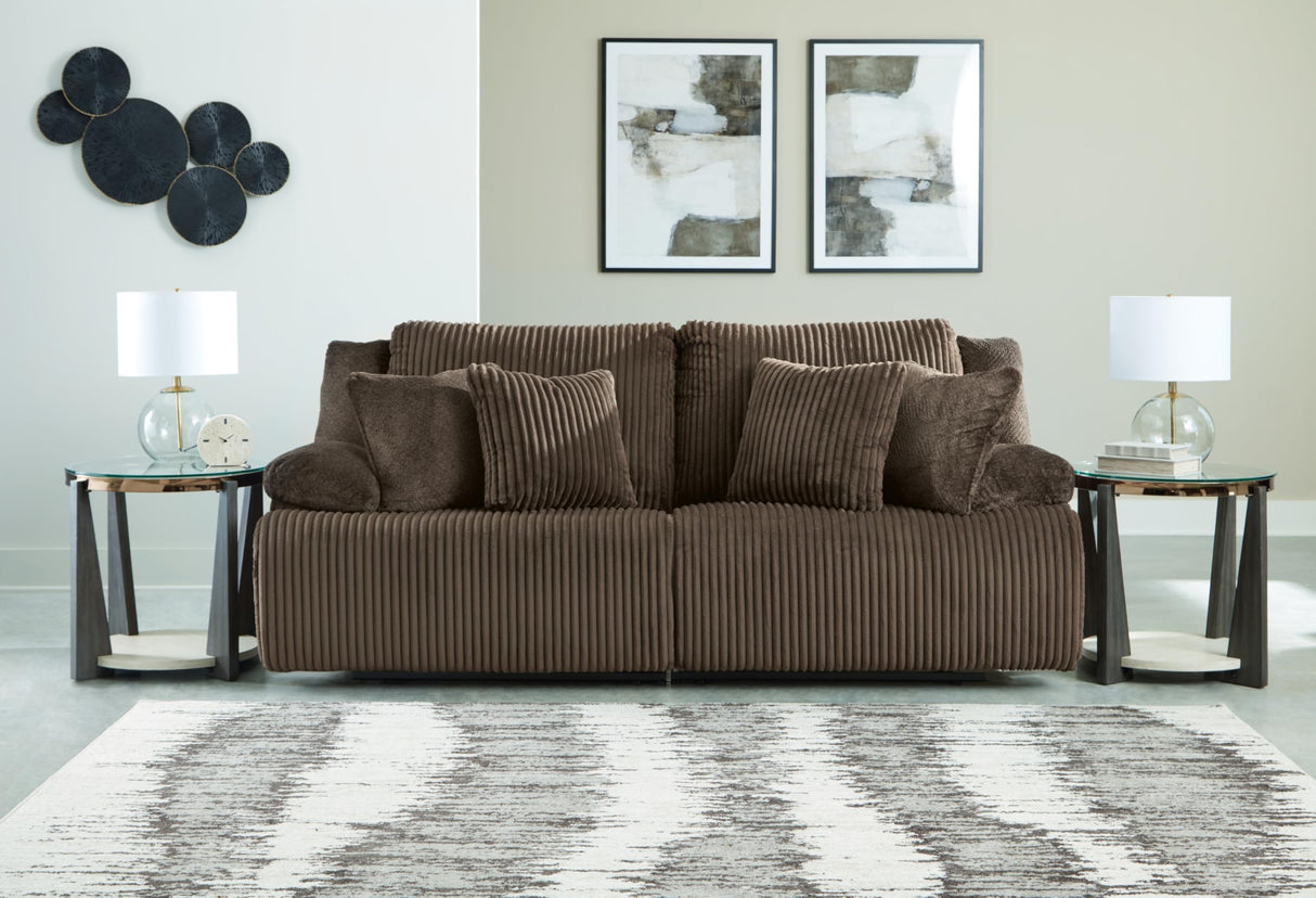 Signature Design by Ashley Top Tier Modern 2-Piece Reclining Sectional Loveseat with 4 Accent Pillows, Dark Brown Signature Design by Ashley