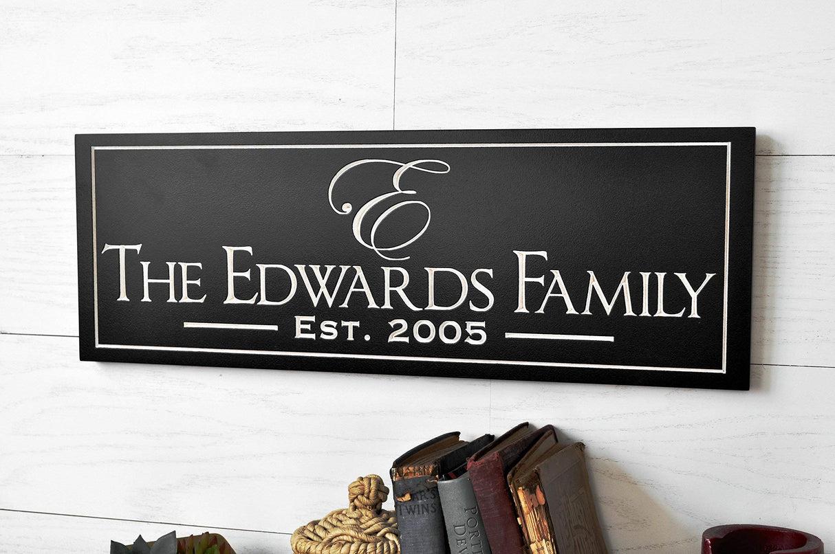 Personalized Carved Wood Family Name Sign With Established Date MRC Wood Products